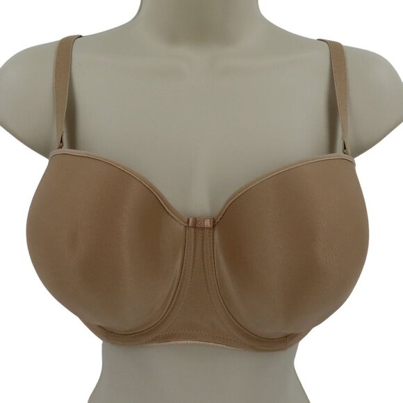 Fantasie 32F Bra 40662 Solid Beige Underwire Removable Straps Strapless Lined - Picture 1 of 13